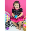 Easter Black Baby Bodysuit Bling Hot Pink Sequins Pettiskirt & Sparkle Rhinestone Happy Easter Print JS4400